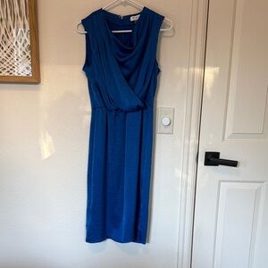 BCBG Royal Blue Draped Midi Dress